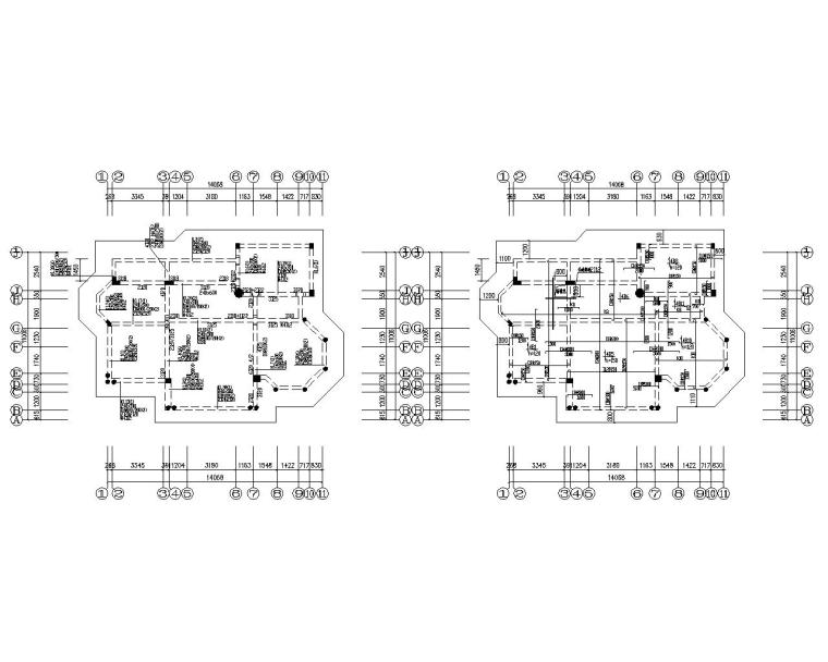 四层欧式别墅框架结构施工图（CAD）-结构平面图3