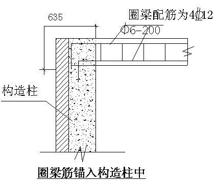 幼儿园服务用房砖混结构钢筋绑扎施工方案-圈梁配筋