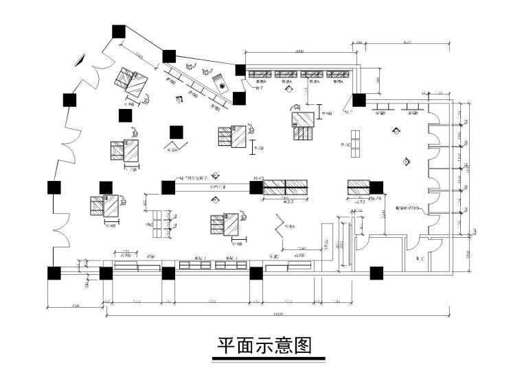 100平方cad施工图资料下载-130平方服装店设计施工图