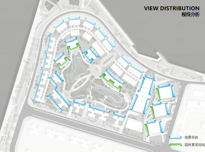 海口滨海豪宅方案设计文本（高层+商墅）-方案二视线分析