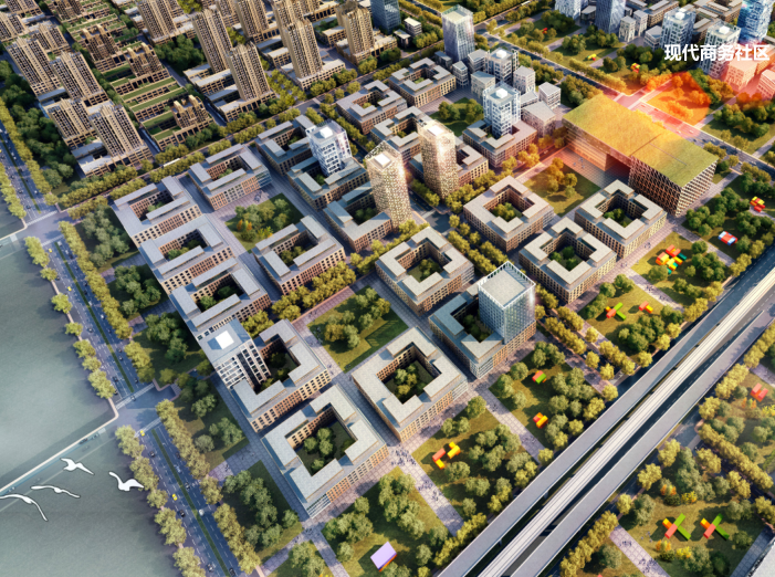 天津港东疆商务区城市规划设计文本-局部鸟瞰图