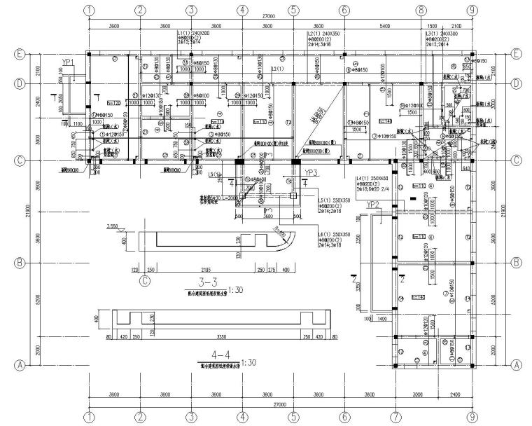 5层办公楼楼梯cad图纸资料下载-某二层砖混结构办公楼结构施工图（CAD）