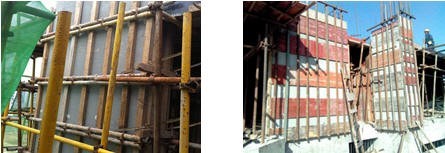 多高层住宅楼FS复合保温模板施工方案-FS外模板主次楞的施工处理 废旧模板连接的次楞骨架