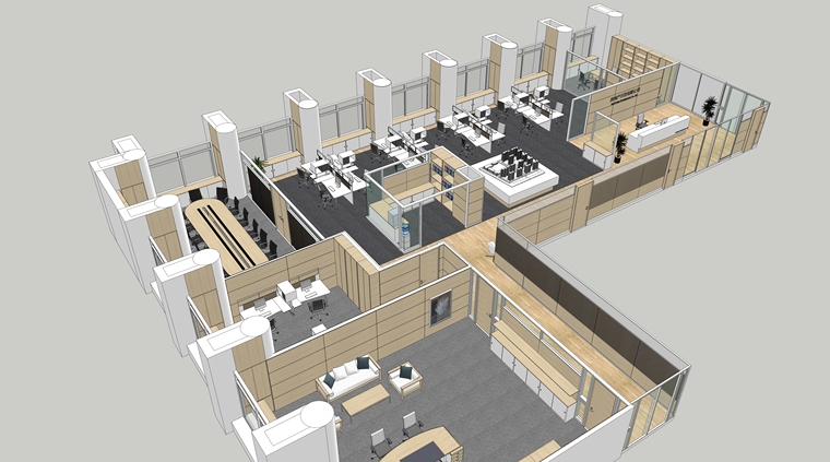 室内工装_大型办公空间设计SU模型-大型办公12