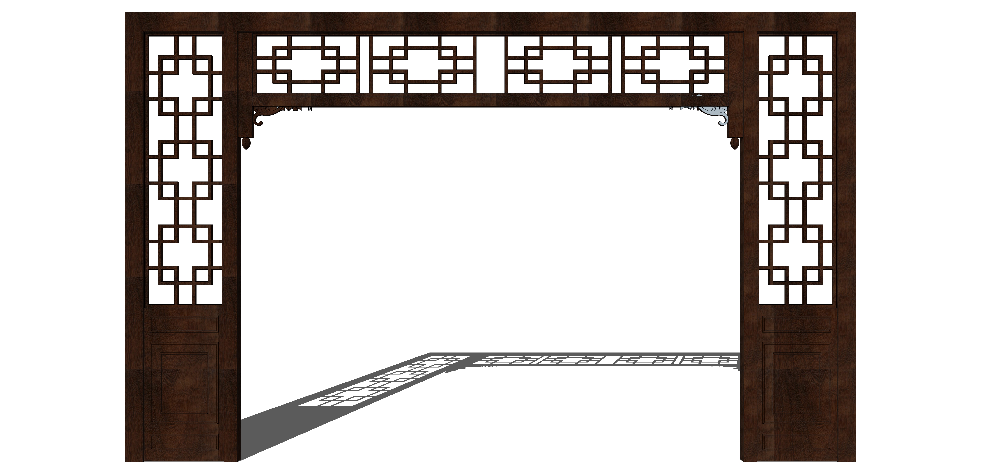 中式庭院月亮门月洞门墙 (2) - 草图大师模型