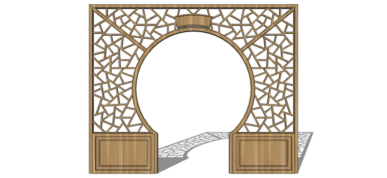 16组中式月亮门su模型设计