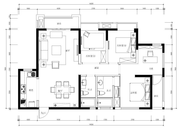 120平方米样板房设计资料下载-[福州]120㎡三居室现代样板房施工图+实景图