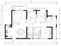 [福州]120㎡三居室现代样板房施工图+实景图