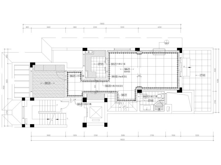 [浙江]225㎡三居法式别墅样板房施工图+实景-一层地面铺装图