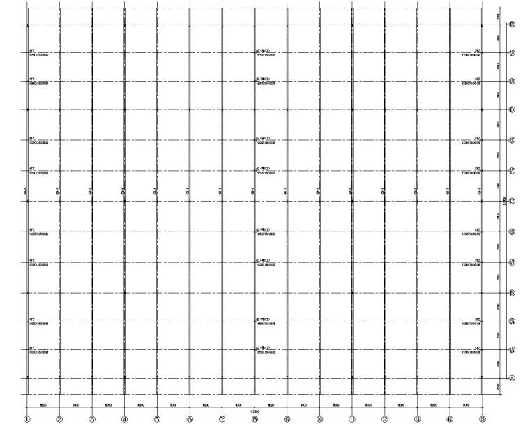 双跨钢结构厂房结构施工图（CAD）-结构平面图