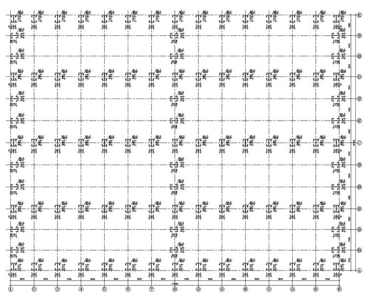 双跨钢结构厂房结构施工图（CAD）-螺栓平面布置图