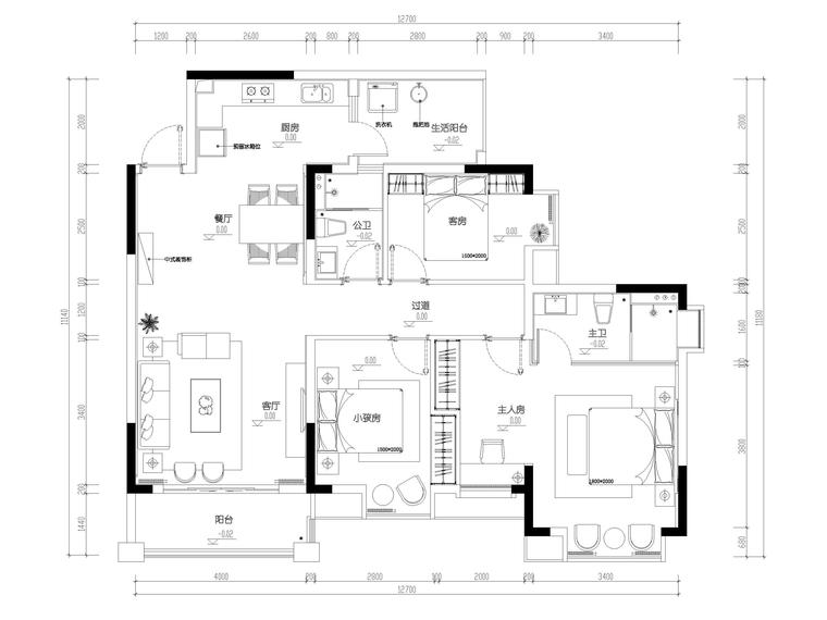 新中式小区全套设计施工图资料下载-[广西]140㎡新中式三居样板房​施工图+实景