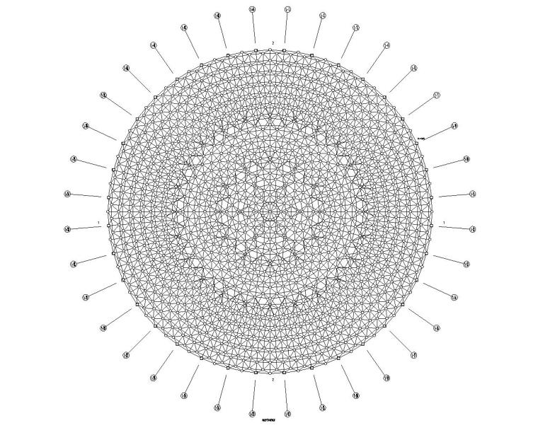酒店圆形宴会厅施工图资料下载-某体育馆圆形网架结构施工图（CAD）
