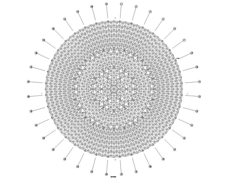 穹顶网架体育馆资料下载-某体育馆圆形网架结构施工图（CAD）