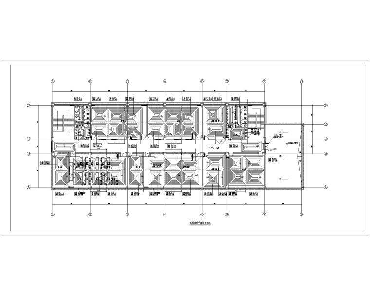 山西初中教学楼采暖系统-五层采暖平面图