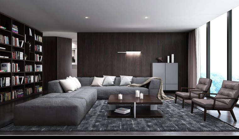 室内客厅快题设计高清图资料下载-现代整体客厅家具陈设3D模型+效果图