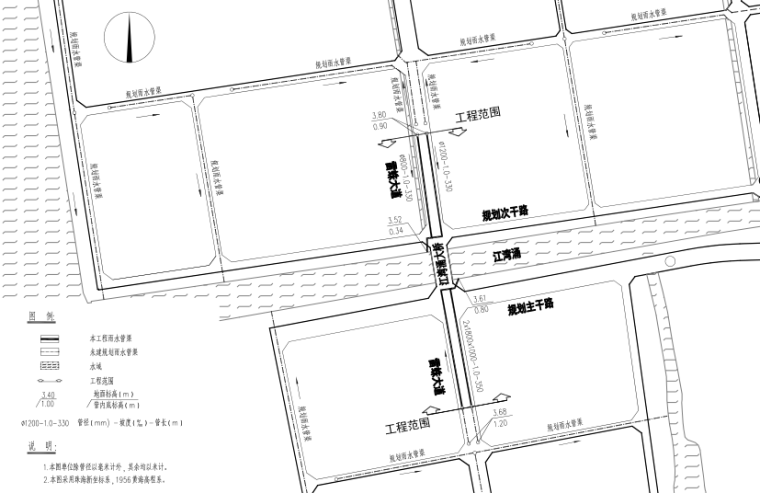 市政道路沥青改造施工图资料下载-[广东]跨河大桥施工图设计给排水工程图集