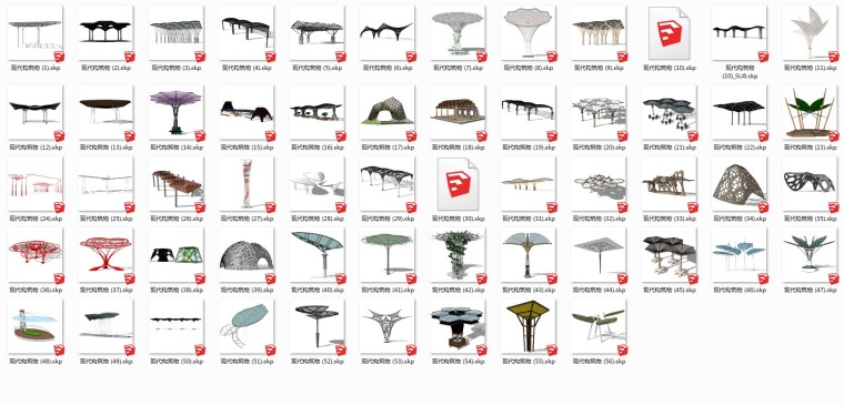 景观标志构筑物模型资料下载-56套现代构筑物SU模型设计