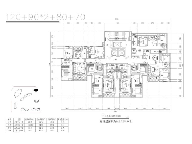高层住宅CAD剖面资料下载-郑州超高层住宅户型平面设计（CAD）