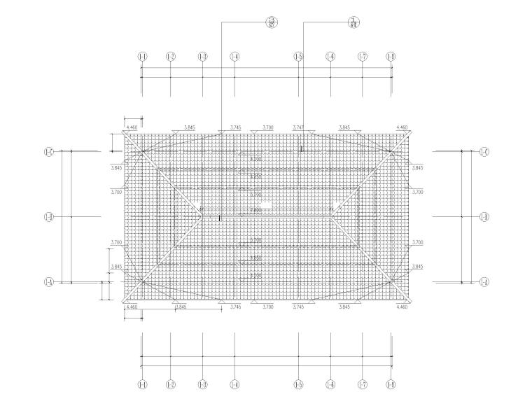 公墓园设计建筑施工图（CAD）-人文文化展览馆屋顶层平面图