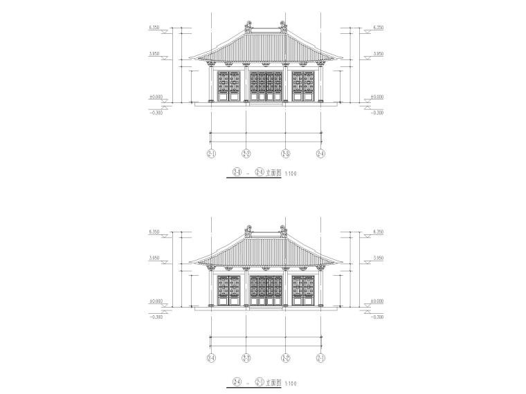 公墓园设计建筑施工图（CAD）-业务室立面图