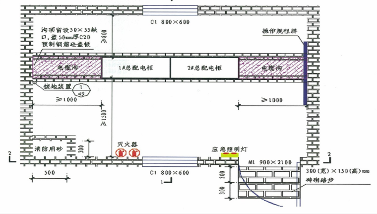 [长沙]下沉式广场临时用电施工组织设计-配电房及一级配电箱位置