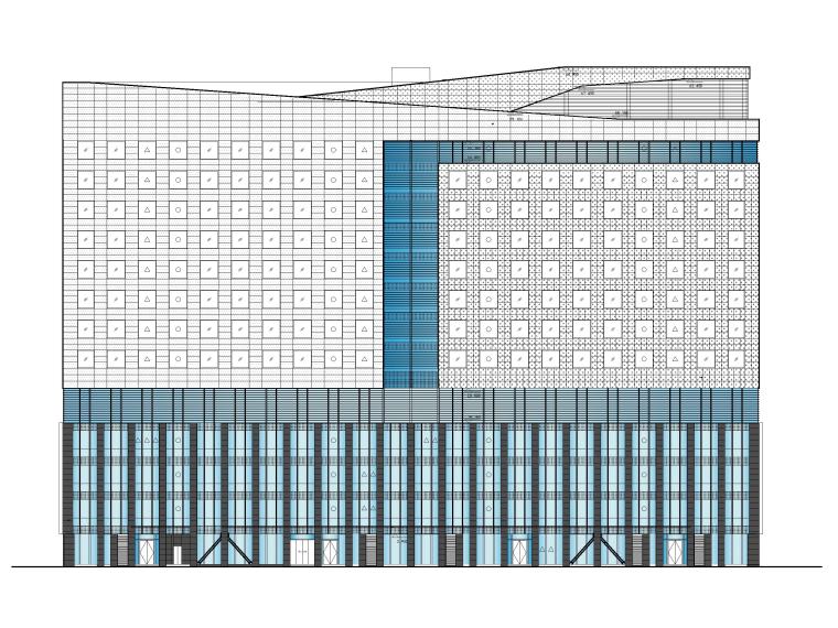 [海口]13层框剪结构综合性医院建筑施工图-立面图1