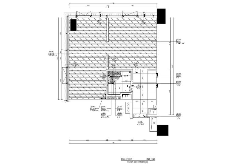 [广东]珠海55㎡一居室公寓样板房装修施工图-地面材质图