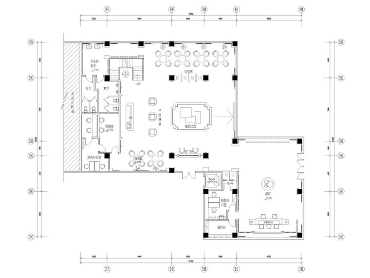 新中式小区全套设计施工图资料下载-[成都]旭和800㎡新中式售楼部施工图+效果图