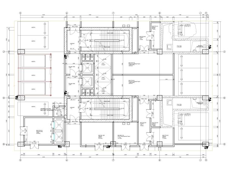 [海口]13层框剪结构综合性医院建筑施工图-核心筒详图