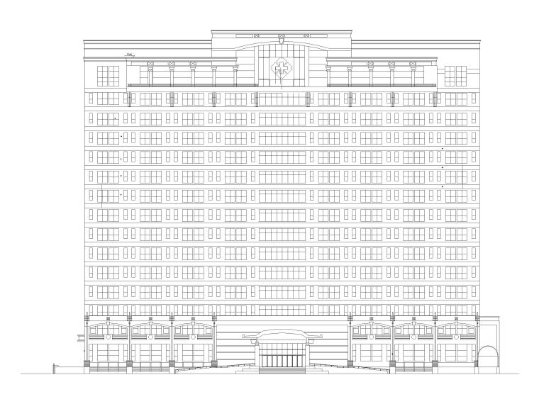 [保定]高层大型综合性三甲医院建筑施工图-立面图1