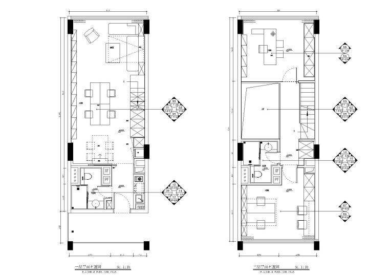 2居室小户型室内设计资料下载-两层60㎡LOFT风格小户型户型样板房施工图