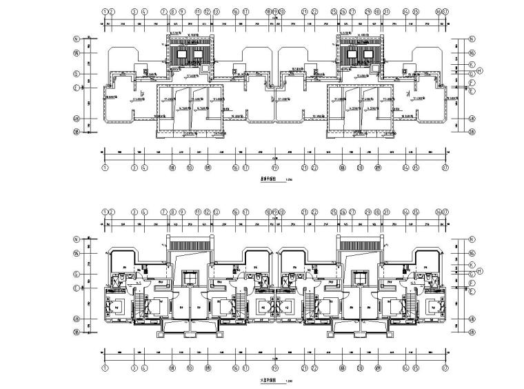 住宅多层建筑户型资料下载-两拼多层住宅洋房户型图设计