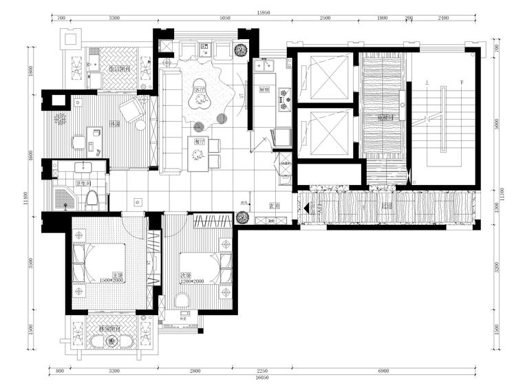 样板房机电资料下载-[福州]130㎡现代两居室样板房施工图+实景图