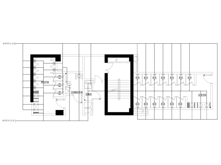 [上海]阳光广场影城室内设计施工图+效果图-洗手间给排水平面图