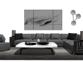 室内家装_现代沙发茶几组合SU模型+效果图