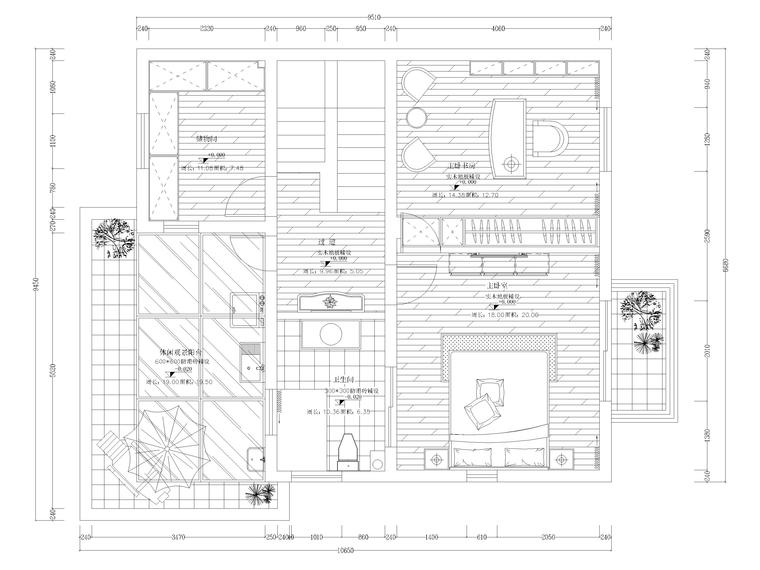 [湖南]325㎡欧式四居室三层别墅施工图+实景-三层平面布置图