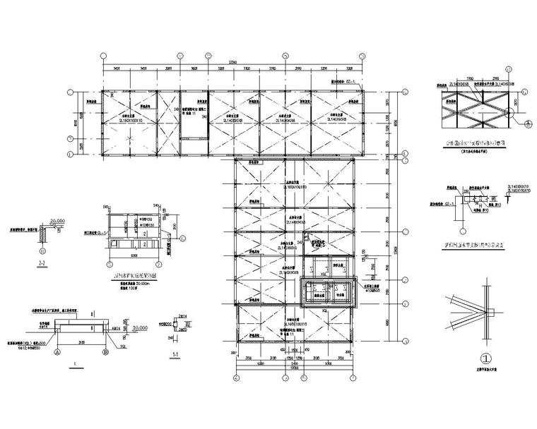 六层教学楼双面板墙加固施工图（CAD）-加层（轻体）层加固平面图