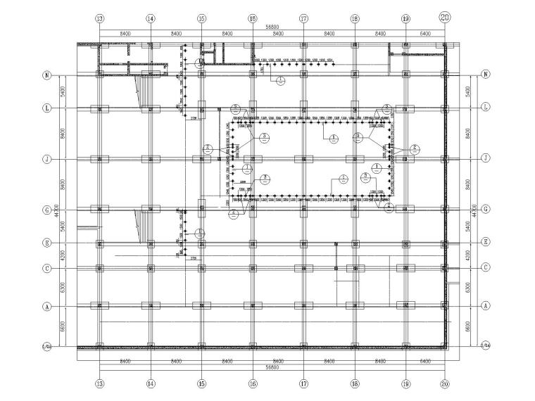 [宁波]2层钢混结构教堂幕墙结构施工图2017-地下一层埋件图