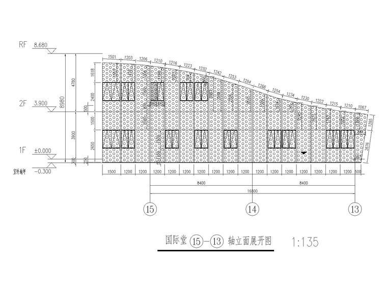 [宁波]2层钢混结构教堂幕墙结构施工图2017-展开图