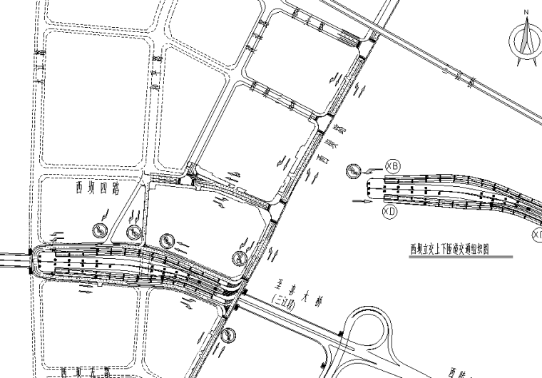 城市快速路交通工程图纸资料下载-[湖北]城市大桥立交接线支路交通工程图纸
