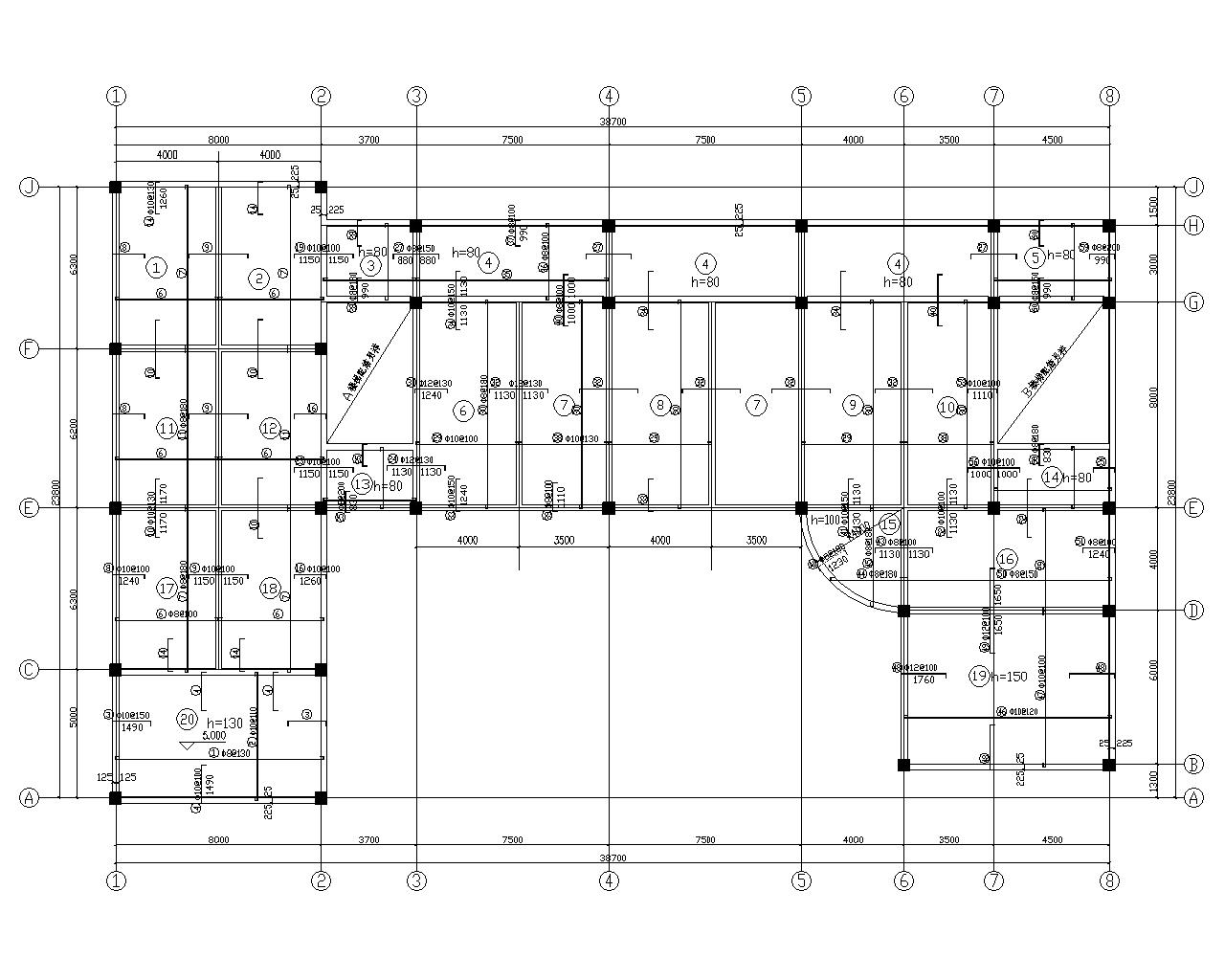 三层框架结构综合办公楼施工图(cad)