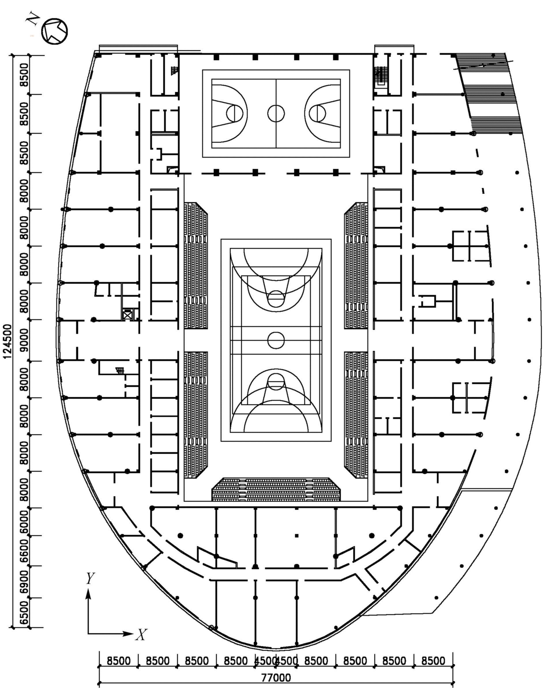 唐山体育馆建筑平面图