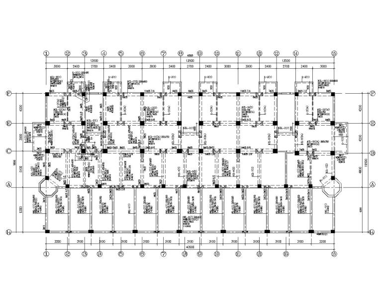 六层小洋楼住宅框剪结构施工图（CAD）-结构配筋图