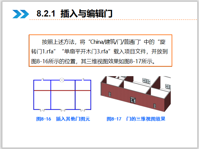 Revit建筑设计系统教程8门和窗（36页）-门的三维视图效果