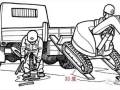 卡通漫画，挖机施工避免这11个常见事故!