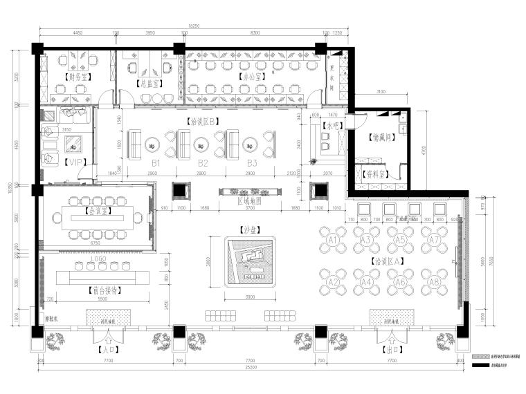 售楼中心设计cad平面图资料下载-[北京]1026㎡售楼中心设计施工图+SU模型