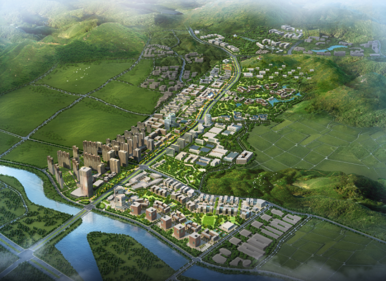 小镇鸟瞰效果图资料下载-[浙江]杭州滨湖科技小镇景观设计方案