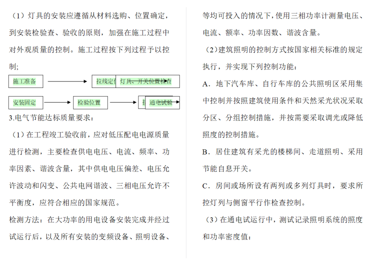 电气节能工程施工方案-电气节能达标质量要求