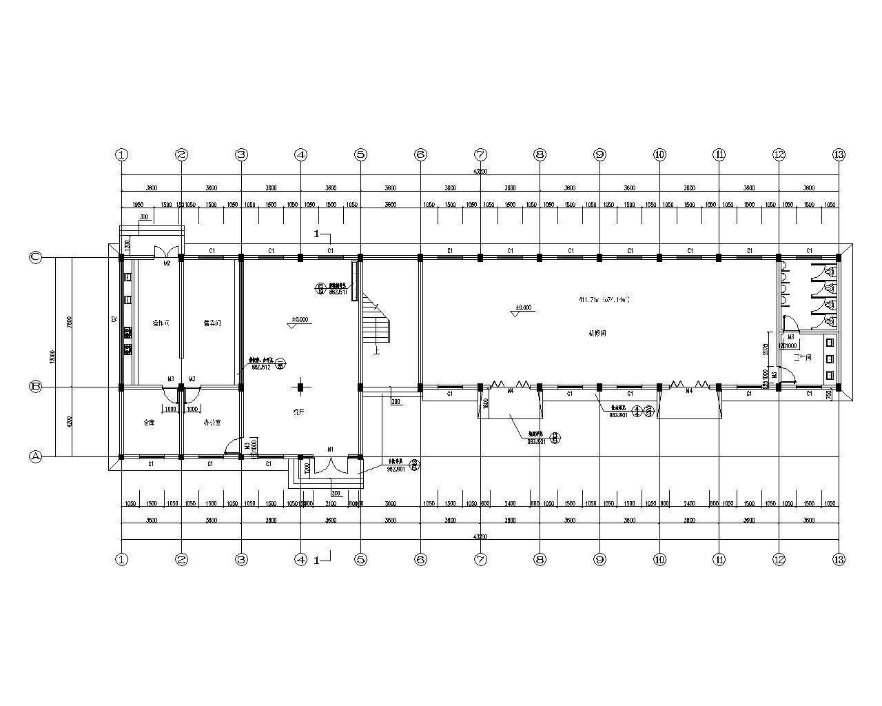 武汉二层办公楼混凝土结构施工图(cad)立即下载               建筑